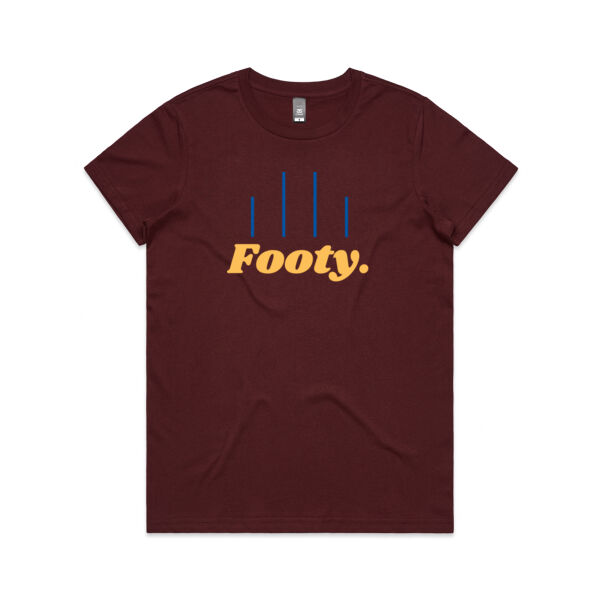 Maroon, Blue and Yellow Footy t-shirt Thumbnail
