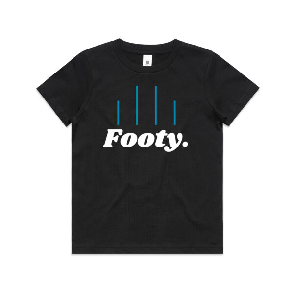 Black, White and Teal Blue Footy t-shirt Thumbnail