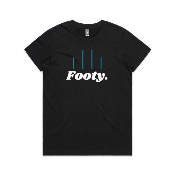 Black, White and Teal Blue Footy t-shirt Thumbnail