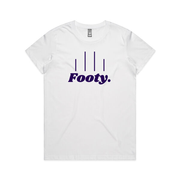 White and Purple Footy t-shirt Thumbnail