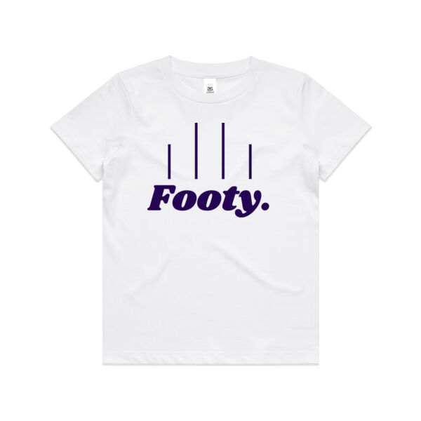 White and Purple Footy t-shirt Thumbnail